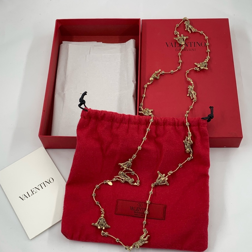 Valentino Monkey Necklace in gold and crystal